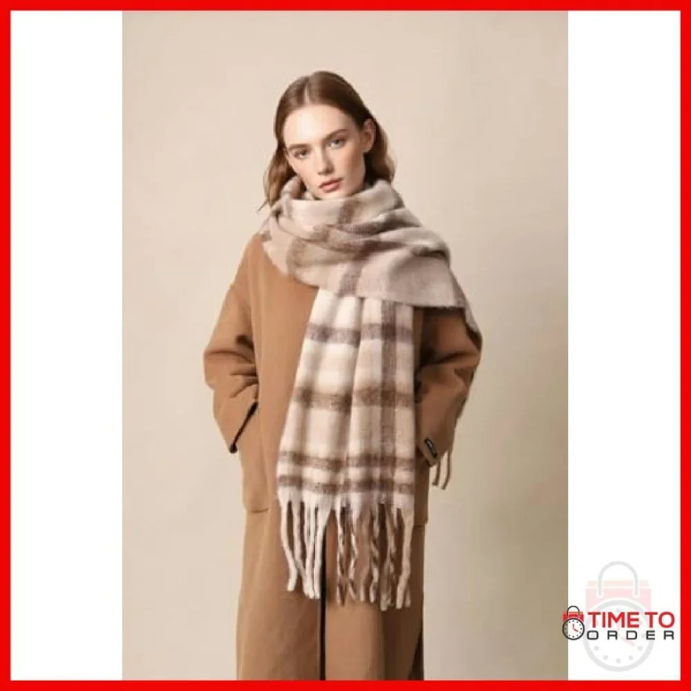 Oversized Chunky Mohair Scarf Shawl Wrap Blanket Winter Warm